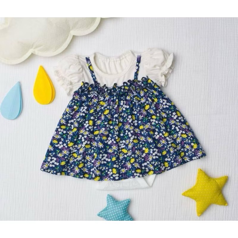 吊帶深藍花花的包屁裙