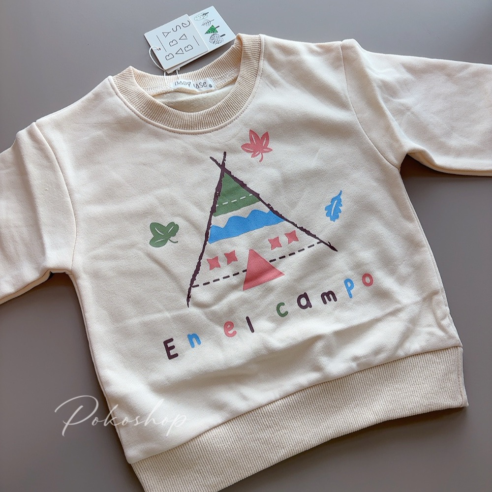 ᴘᴏᴋᴏꜱʜᴏᴘ ⚘ 現貨速發 ▸秋日帳篷小旅人大學Tee 韓系上衣 保暖 露營-細節圖2