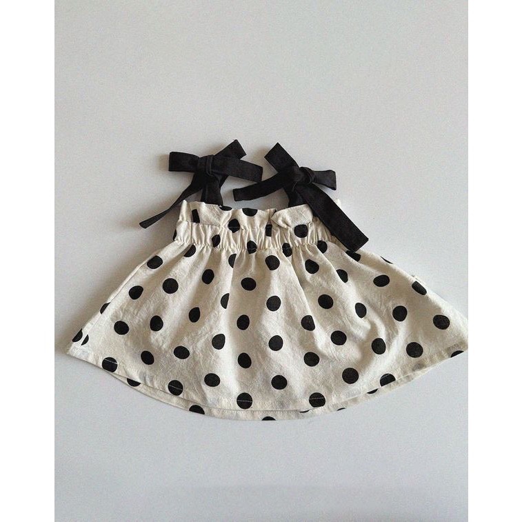 ᴘᴏᴋᴏꜱʜᴏᴘ ⚘ 預購 ▸ 韓系女童吊帶洋裝｜奶油蝴蝶結花園裙 碎花點點公主洋裝 兒童夏季童裝-規格圖6