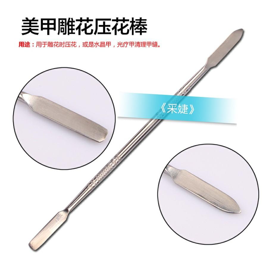 【采婕美學】不銹鋼調色盤 攪拌棒 粉底 調色板 彩妝調色盤 壓花棒 調色棒 攪拌棒 水晶甲雕花 粉雕壓花棒-細節圖7