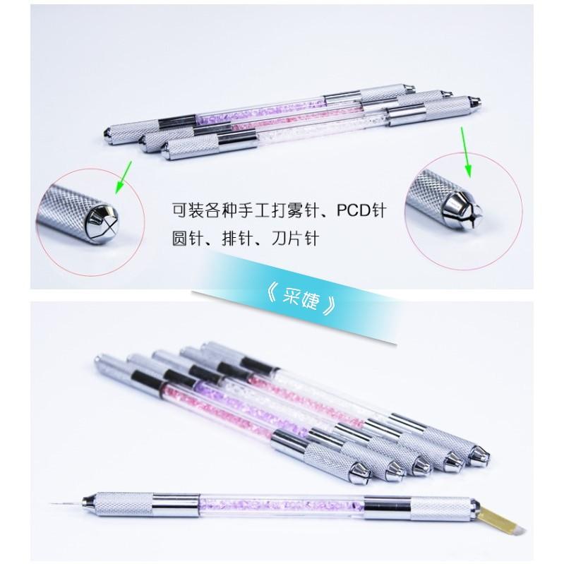 【采婕美學】紋繡筆 手工筆 (雙頭款) 三色帶鑽 不鏽鋼 霧眉 煙霏眉 打霧 紋唇 雕眉 飄眉筆 紋繡-細節圖4
