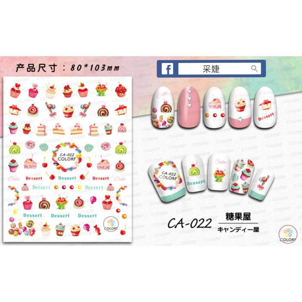 【采婕美學】美甲貼紙 背膠貼紙 蛋糕 水果 冰淇淋 糖果 點心 系列 美甲貼 超薄貼紙 指甲貼紙 DIY 光療貼-細節圖2