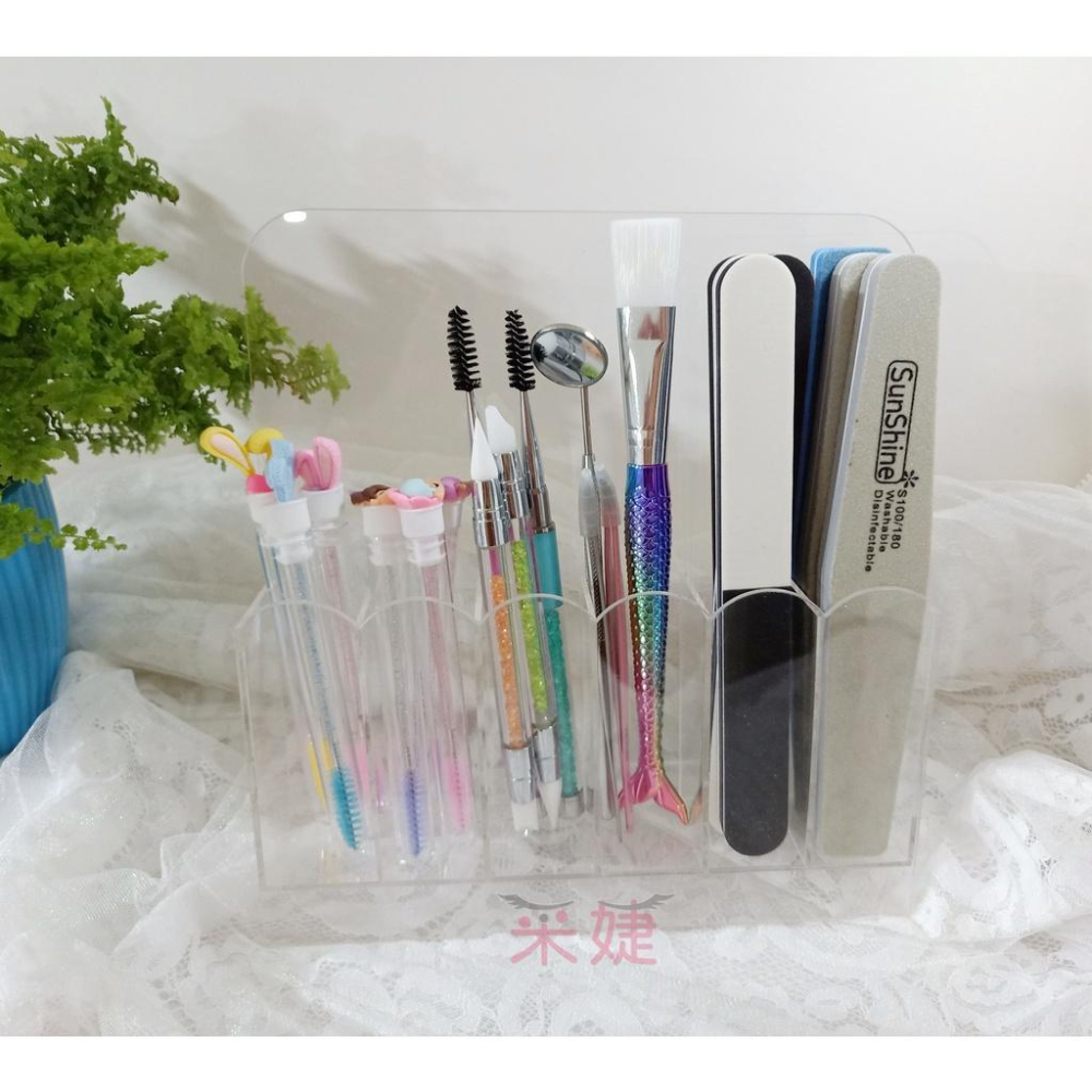 【采婕美學】壓克力展示架 指甲挫 海綿拋 化妝刷架(六格)拋光條架 收納架 收納盒 筆架 展示 工具架 收納專用-細節圖3