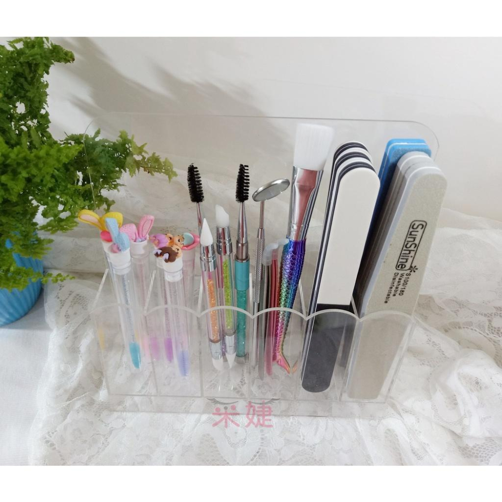 【采婕美學】壓克力展示架 指甲挫 海綿拋 化妝刷架(六格)拋光條架 收納架 收納盒 筆架 展示 工具架 收納專用-細節圖4