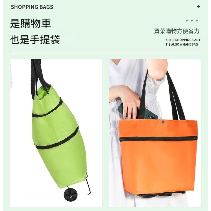 🛒【多功能購物袋推車】可摺疊手提購物車袋｜環保耐重買菜袋｜雙用手提+拉輪設計｜菜籃車 買菜車 購物車｜折疊便攜小拉車-細節圖5