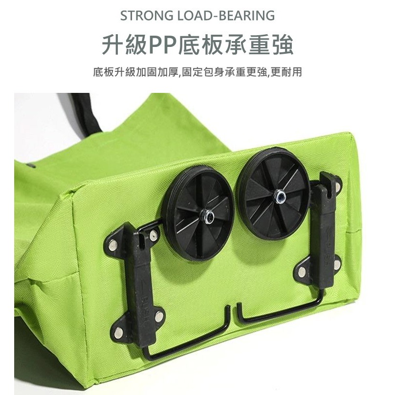🛒【多功能購物袋推車】可摺疊手提購物車袋｜環保耐重買菜袋｜雙用手提+拉輪設計｜菜籃車 買菜車 購物車｜折疊便攜小拉車-細節圖7