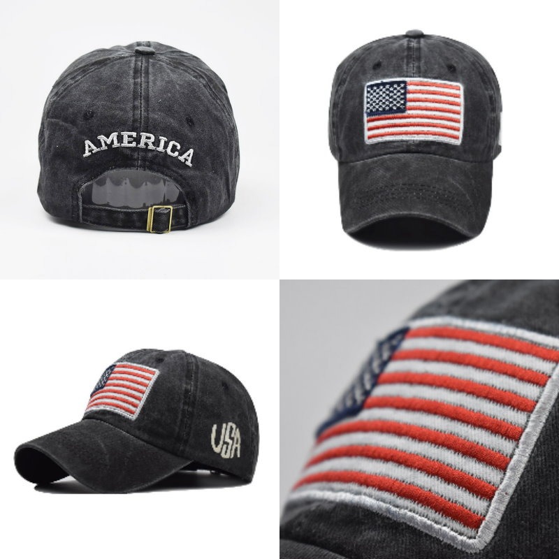 🧢【潮流百搭】經典貼布刷舊純棉遮陽帽 國旗貼布帽 棒球帽 美式休閒 水洗棉質仿舊棒球帽 復古帽子 情侶帽 遮陽帽-細節圖6