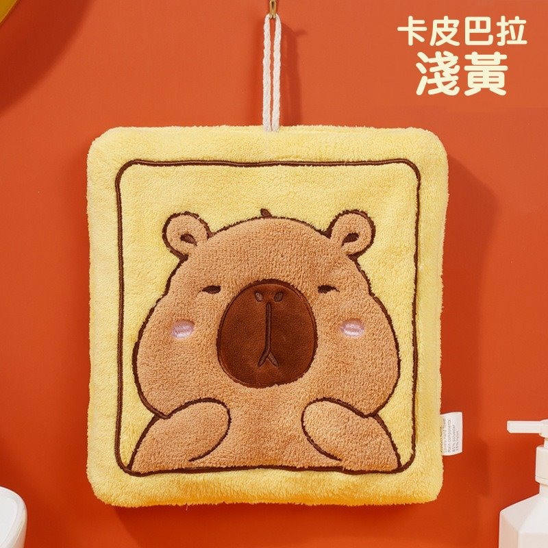 【台灣現貨】可愛動物造型擦手巾｜吸水快乾｜廚房浴室掛式毛巾｜居家可愛毛巾超萌貓咪/卡皮巴拉擦手巾｜可掛設計｜珊瑚絨不掉毛-規格圖9