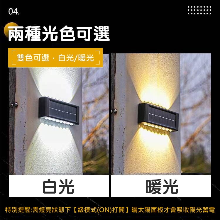 🌞【太陽能感應壁燈】上下照LED戶外防水燈💡免佈線庭院照明🌙戶外防水感應燈☀️0電費陽台庭院牆燈🌿免插電節能環保-細節圖5