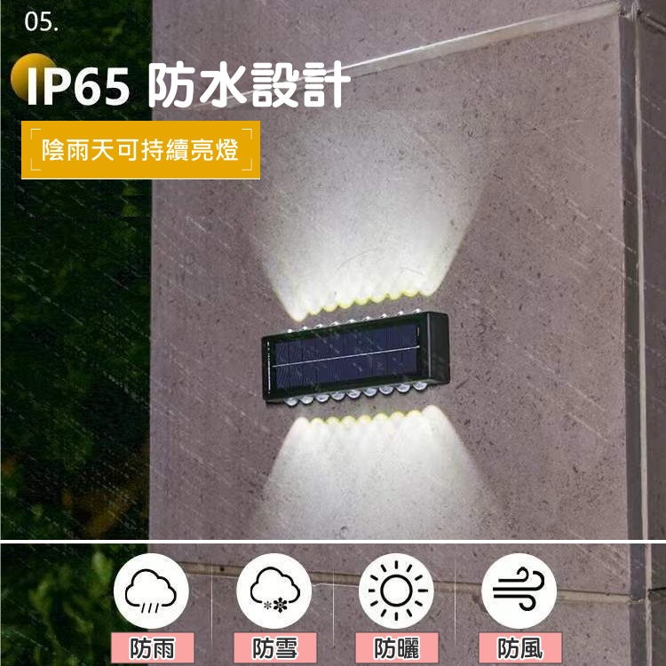 🌞【太陽能感應壁燈】上下照LED戶外防水燈💡免佈線庭院照明🌙戶外防水感應燈☀️0電費陽台庭院牆燈🌿免插電節能環保-細節圖6