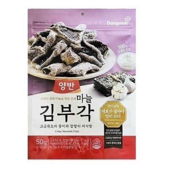 【VL韓國代購】🔥預購🔥🇰🇷韓國Dongwon東遠海苔脆餅50g/包 原味/蒜味/蝦海苔/泡菜-規格圖1