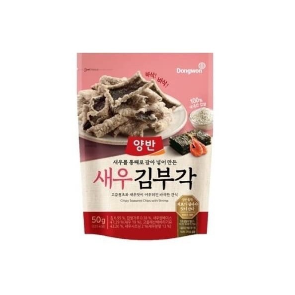 【VL韓國代購】🔥預購🔥🇰🇷韓國Dongwon東遠海苔脆餅50g/包 原味/蒜味/蝦海苔/泡菜-規格圖1