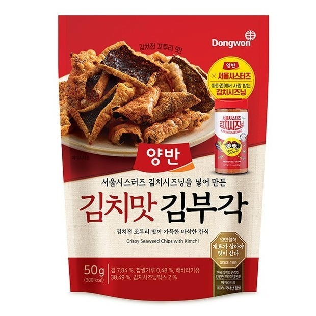 【VL韓國代購】🔥預購🔥🇰🇷韓國Dongwon東遠海苔脆餅50g/包 原味/蒜味/蝦海苔/泡菜-規格圖1