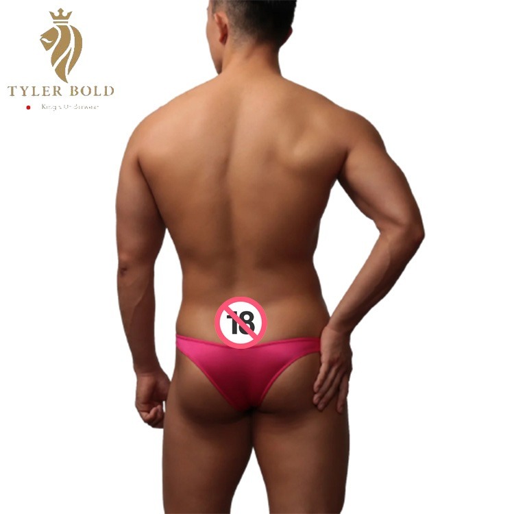 日本 TYLER BOLD 泰勒寶 男性性感中低腰3D立體囊袋 巴西式比基尼三角褲 光澤紅（男丁字褲,男性感內褲）-細節圖2