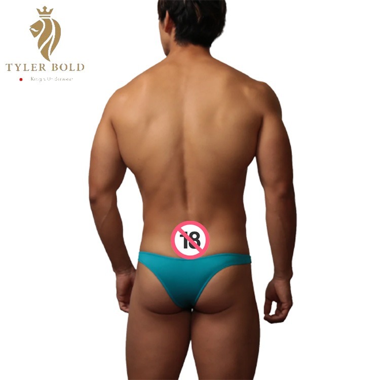 TYLER BOLD 泰勒寶 男性性感極限低腰3D中央接縫線 巴西式比基尼三角褲 光澤藍（男丁字褲,男性感內褲）-細節圖3