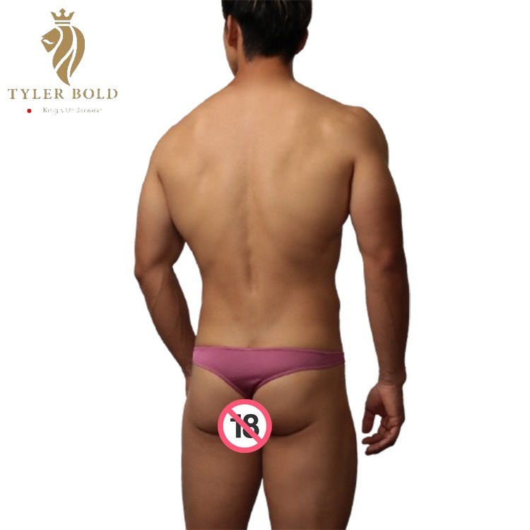 日本 TYLER BOLD 泰勒寶 男性性感中低腰立體囊袋 巴西式比基尼三角褲 光澤棕紅色（男丁字褲,男性感內褲）-細節圖3