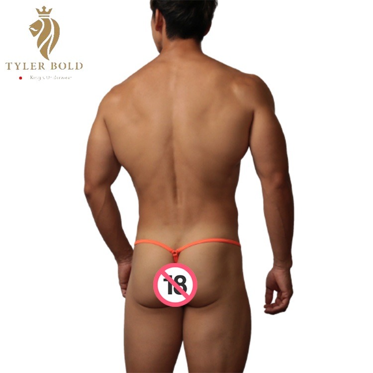 日本TYLER BOLD 泰勒寶 男性性感內褲囊袋G弦褲 G-String 光澤霓虹橘色（男丁字褲,T字褲）-細節圖3