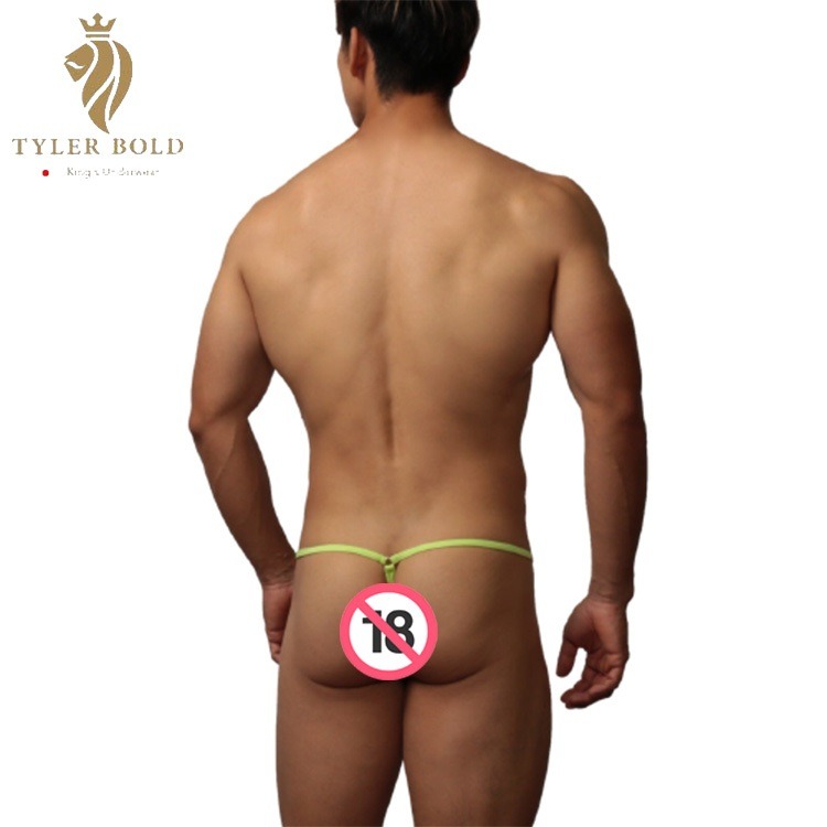 日本TYLER BOLD 泰勒寶 男性性感內褲囊袋G弦褲 G-String 光澤檸檬黃（男丁字褲,T字褲）-細節圖3