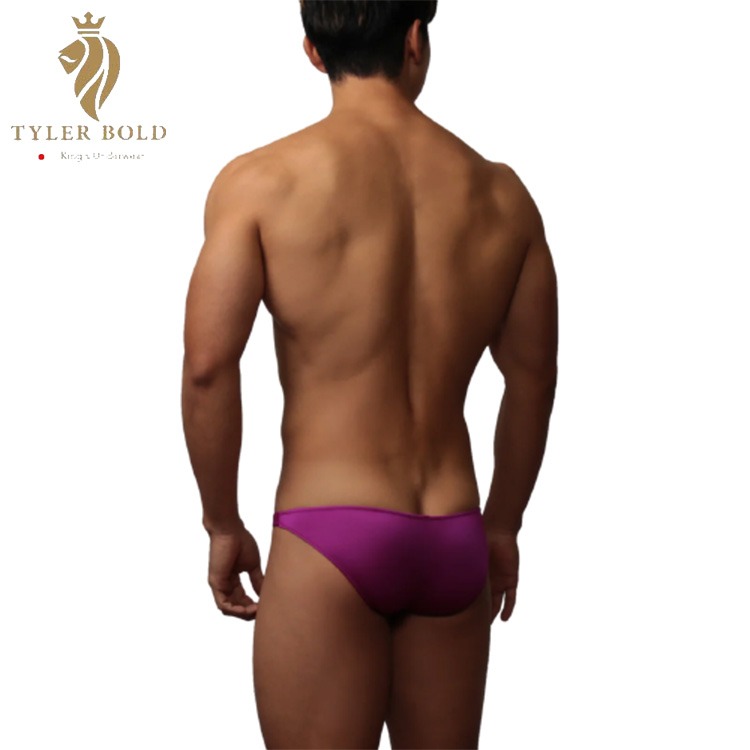 TYLER BOLD 泰勒寶  男性性感極限低腰3D三角囊袋比基尼三角褲 光澤紫-細節圖3