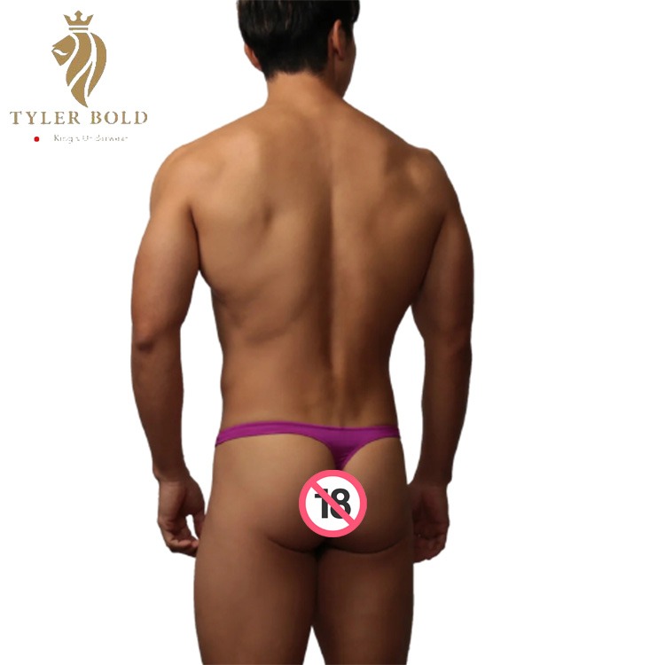 TYLER BOLD 泰勒寶 男性性感中低腰3D立體囊袋丁字褲 光澤紫 Teardrop 3D Thong 日本製-細節圖3