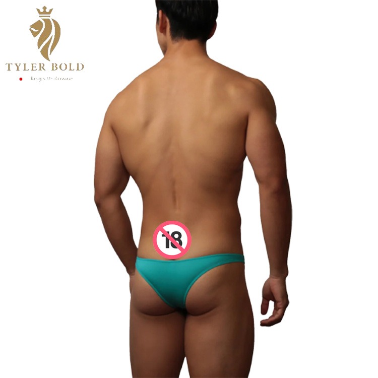 TYLER BOLD 泰勒寶 男性性感中低腰3D立體囊袋 巴西式比基尼三角褲 光澤綠 Teardrop Mesco-細節圖3