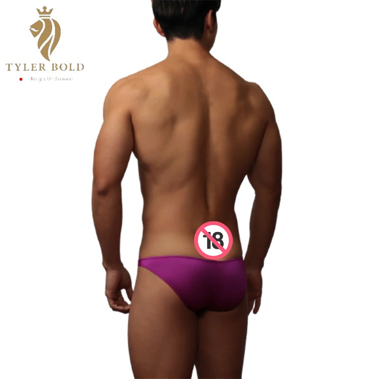 TYLER BOLD 泰勒寶 男性性感中低腰3D立體囊袋 比基尼三角褲 光澤紫 Teardrop Bikinis-細節圖3