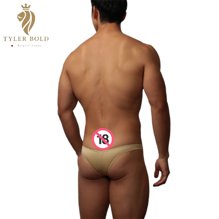 TYLER BOLD 泰勒寶 男性性感超低腰3D中央接縫隆凸立體囊袋巴西式比基尼三角褲 光澤金 Full Volume-細節圖3