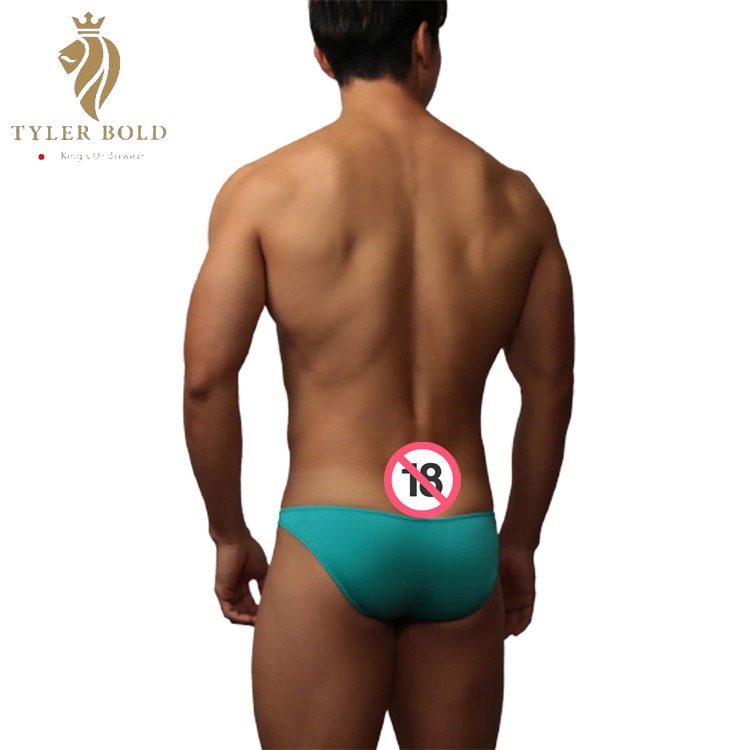 TYLER BOLD 泰勒寶 男性性感中低腰3D立體囊袋 比基尼三角褲 光澤綠 Teardrop Bikinis-細節圖3