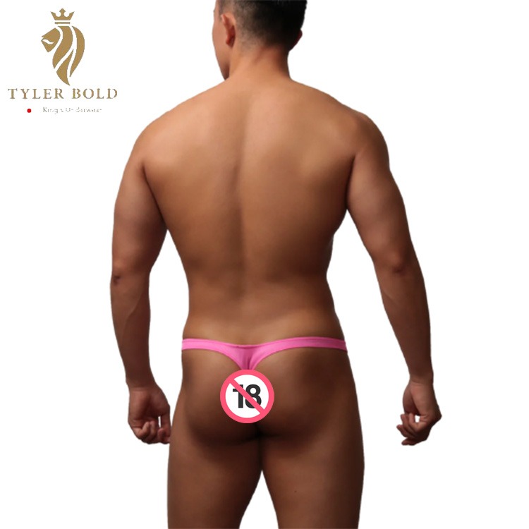 TYLER BOLD 泰勒寶  男性性感極限低腰3D三角囊袋丁字褲 光澤粉紅 Nano 3D Thong 日本製造-細節圖3