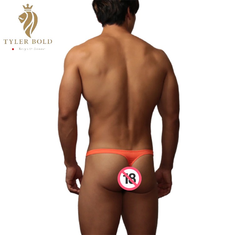 TYLER BOLD 泰勒寶 男性性感超低腰無接縫一體成形丁字褲 光澤霓虹橘色 Venus Thong 日本製造-細節圖3