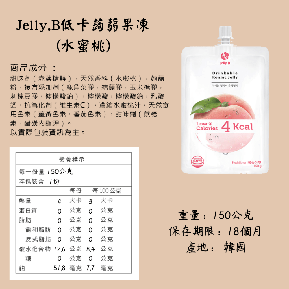 韓國 Jelly.B 低卡 蒟蒻果凍 果凍 荔枝 藍莓 青葡萄 芒果 蘋果 水蜜桃 紫葡萄 [928福利社]-細節圖3