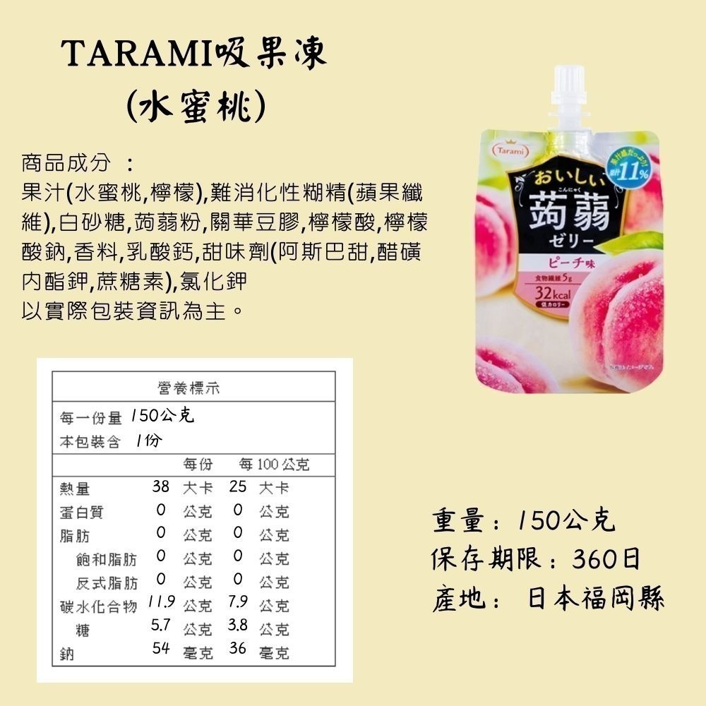 日本 Tarami 達樂美 低卡 蒟蒻果凍飲 吸果凍 水果凍飲 果凍杯 葡萄 水蜜桃 芒果 蘋果 [928福利社]-細節圖8