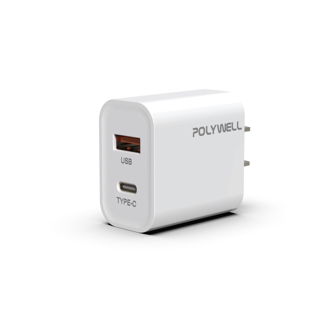 現貨 Polywell PD雙孔快充頭 20W Type-C充電頭 充電器 豆腐頭 適用蘋果  [928福利社]-細節圖2