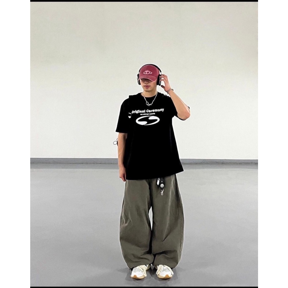 | SYCDQI_SHOPP| 韓國漩渦印記落肩短T情侶款五分袖-細節圖3