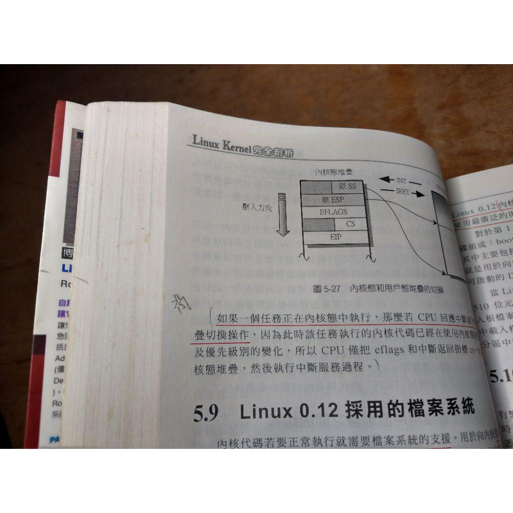 Linux Kernel 完全剖析(已泛黃、多書斑，內有灰塵，許多劃線註記)│趙炯│博碩│Linux核心、書│圖書老舊-細節圖6