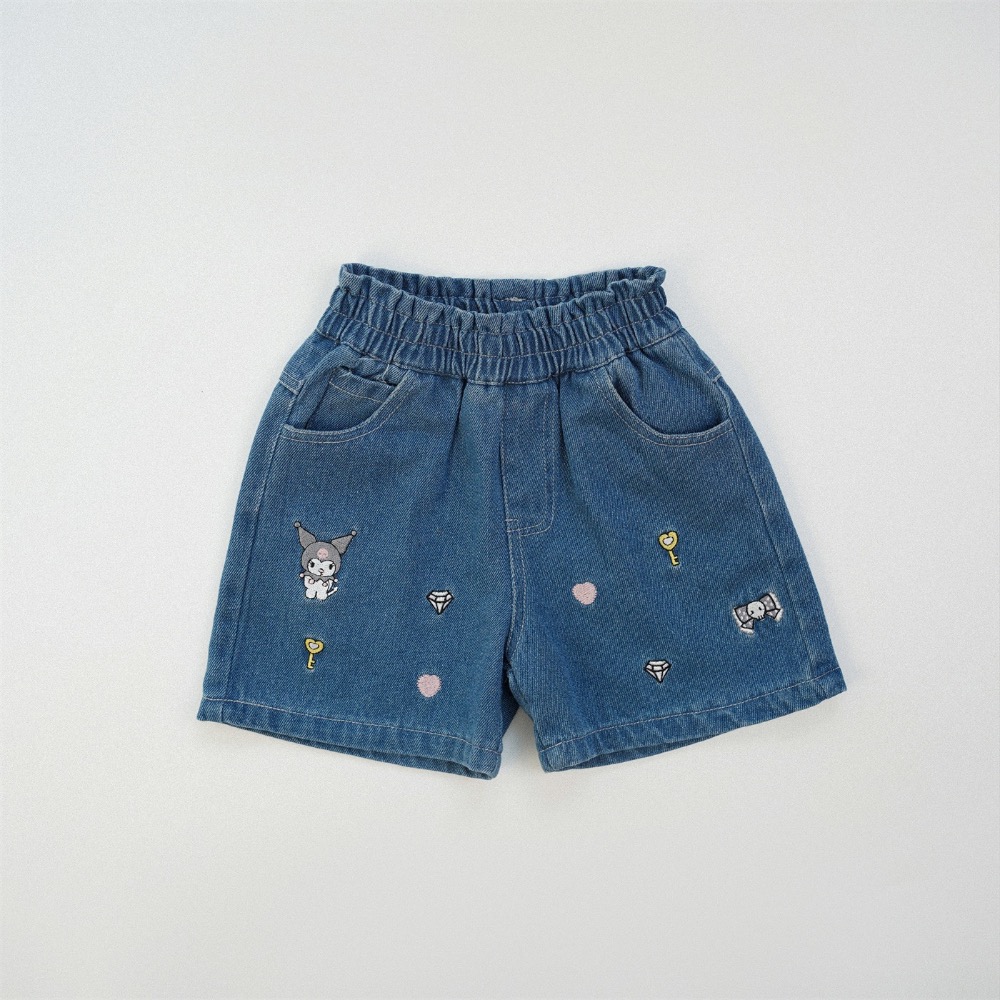 刺繡鬆緊牛仔短褲-規格圖5