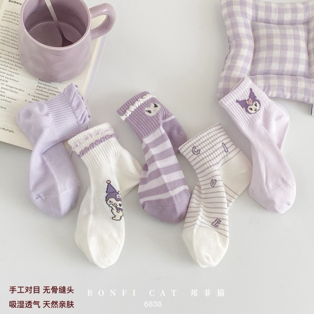 萌系女童卡通短襪【1組5入】-細節圖2