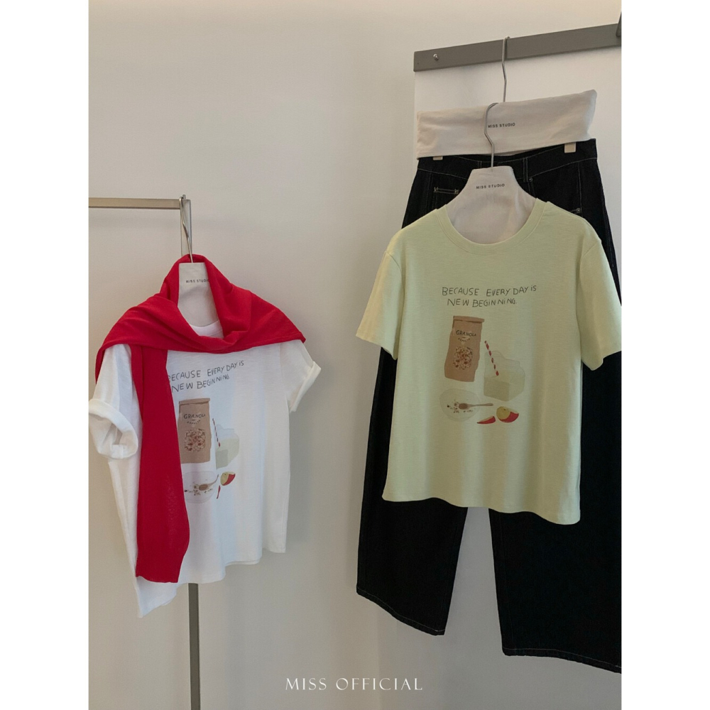 【MISS家】竹節棉舒適透氣早餐Tee-細節圖2