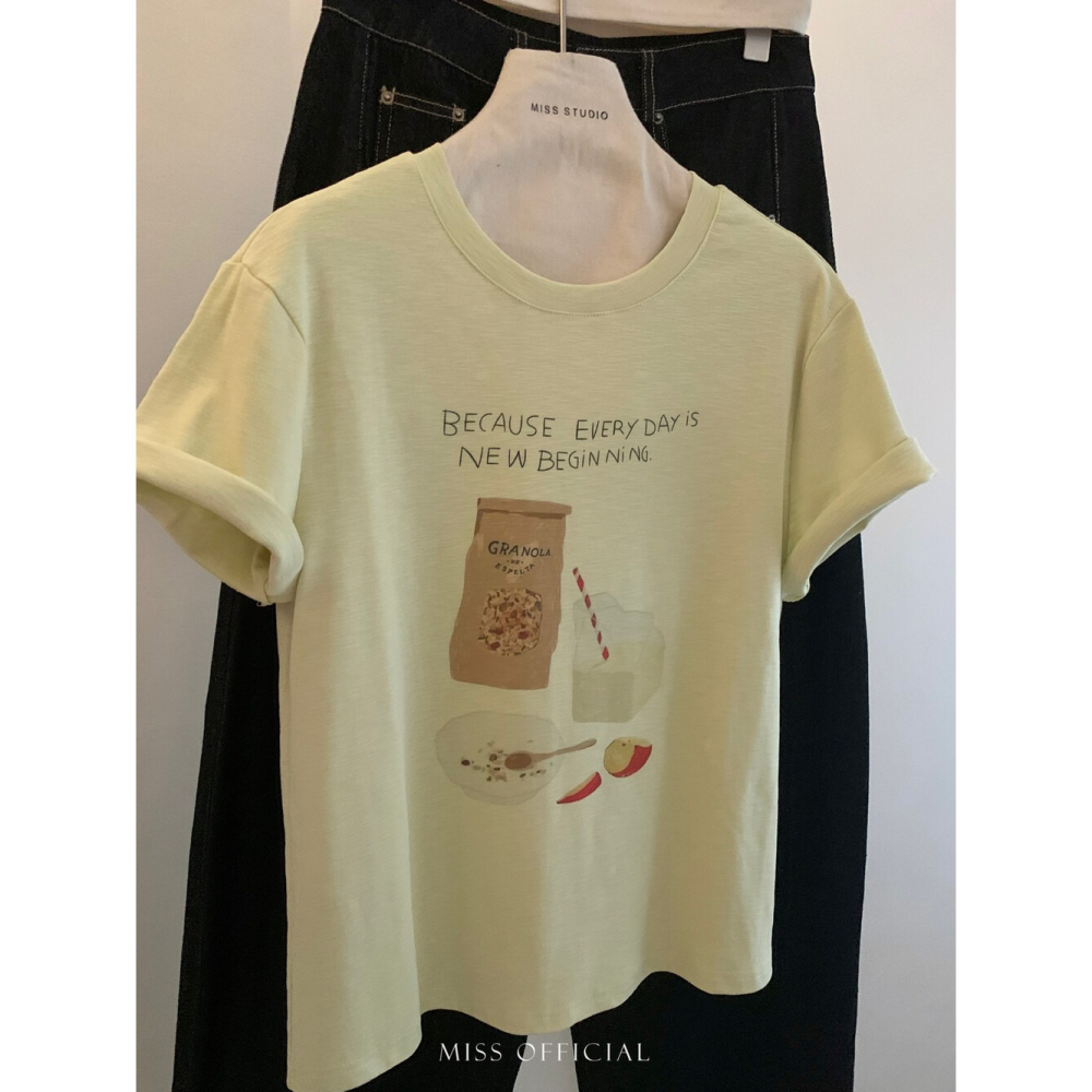 【MISS家】竹節棉舒適透氣早餐Tee-細節圖3