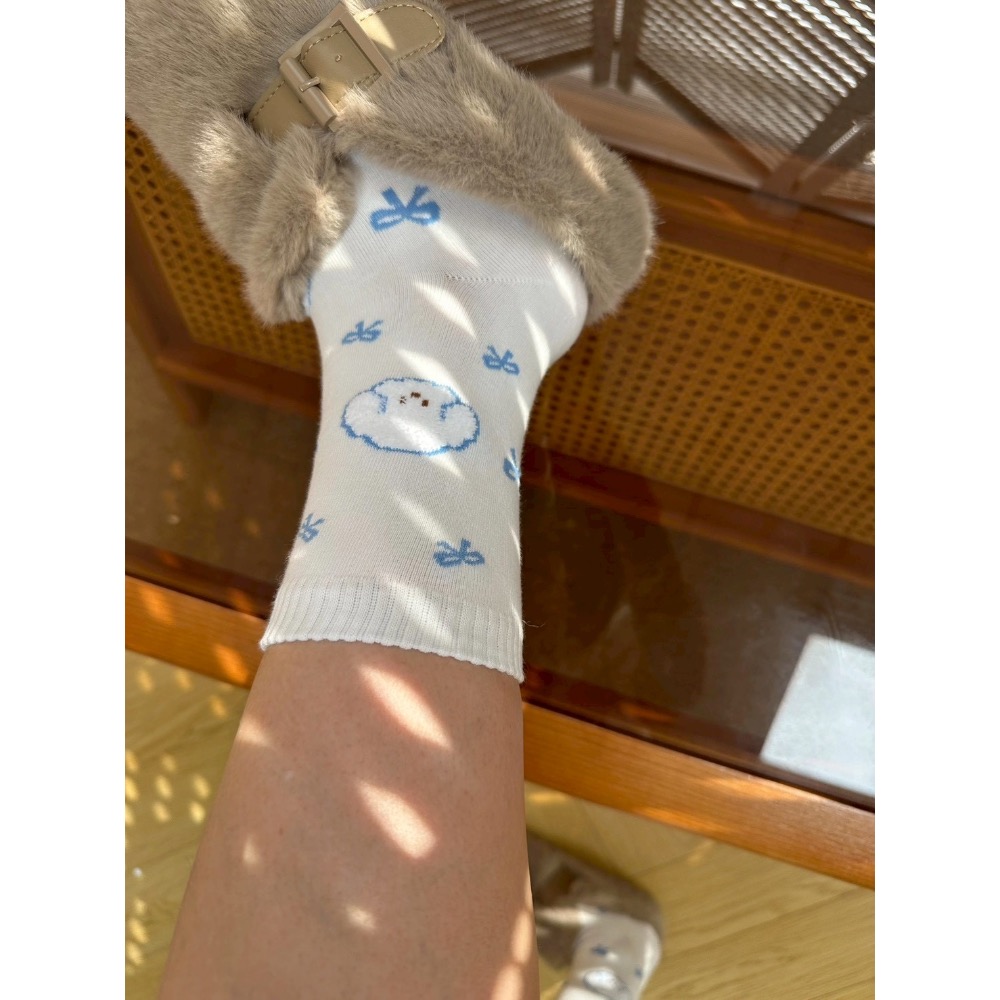 韓國🇰🇷成人襪 可愛小熊中筒襪-細節圖3