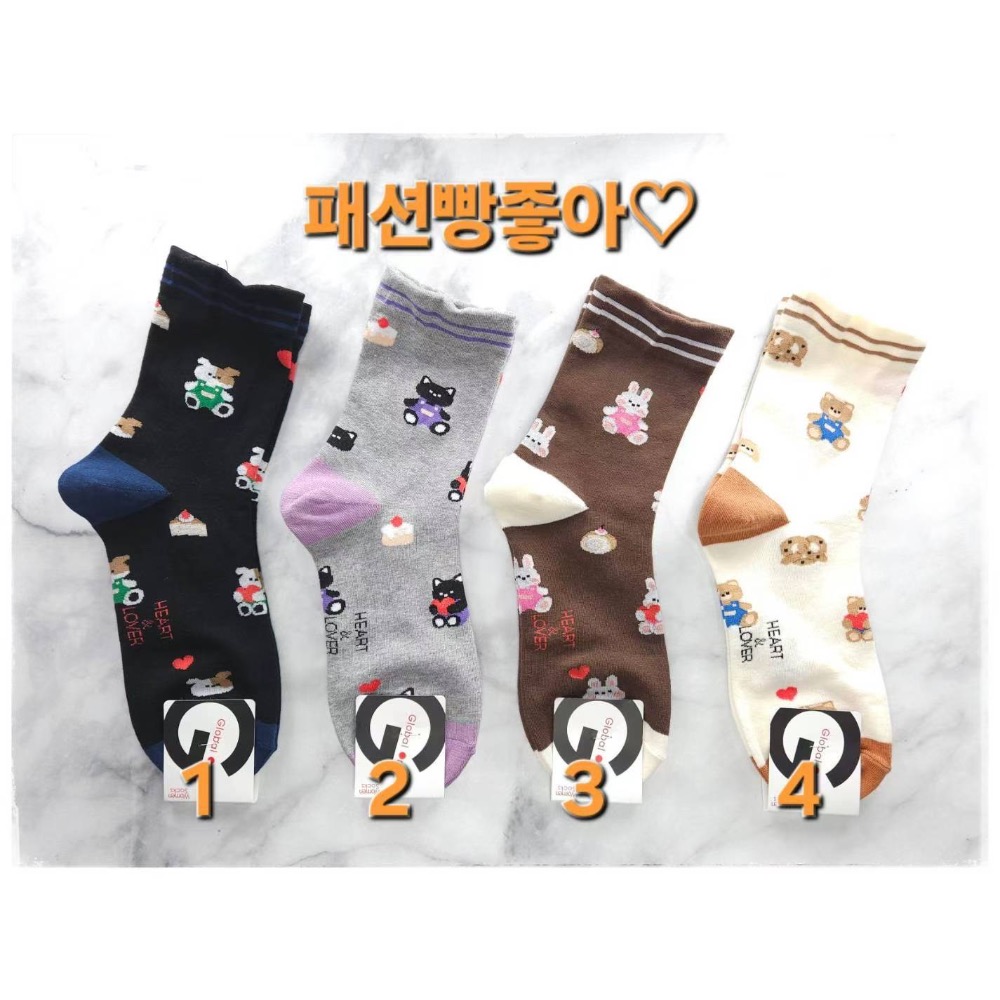 韓國🇰🇷成人襪 小動物棉質中筒襪-細節圖3