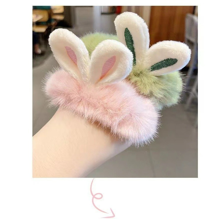💓台灣現貨💓韓版超仙兔耳朵毛絨髮圈 秋冬毛絨髮飾 百搭配件 動物毛絨髮圈 女孩髮圈 A02-細節圖4
