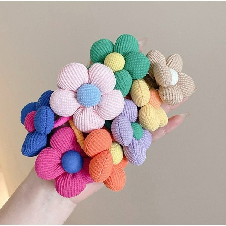 🌸台灣現貨🌸 韓版花花髮圈 鮮豔跳色 女童髮圈 兒童頭繩 不傷髮 可愛花朵 扎馬尾綁綁 女寶寶髮飾 造型髮圈A02-細節圖3