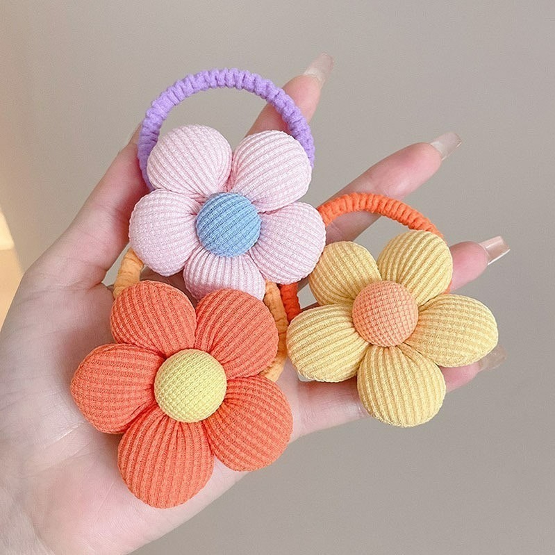🌸台灣現貨🌸 韓版花花髮圈 鮮豔跳色 女童髮圈 兒童頭繩 不傷髮 可愛花朵 扎馬尾綁綁 女寶寶髮飾 造型髮圈A02-細節圖4
