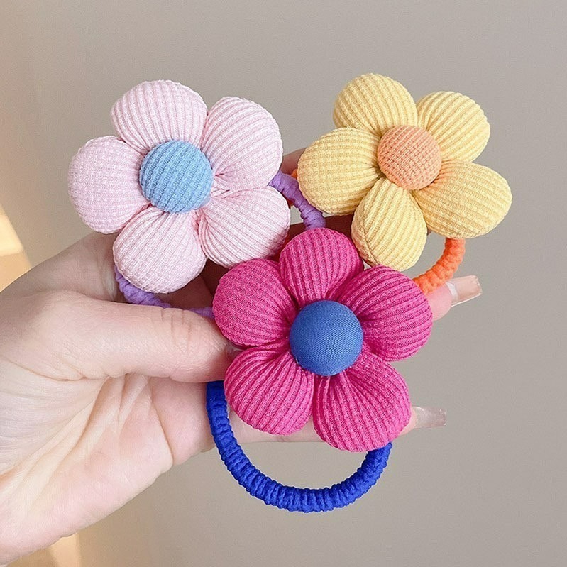 🌸台灣現貨🌸 韓版花花髮圈 鮮豔跳色 女童髮圈 兒童頭繩 不傷髮 可愛花朵 扎馬尾綁綁 女寶寶髮飾 造型髮圈A02-細節圖5