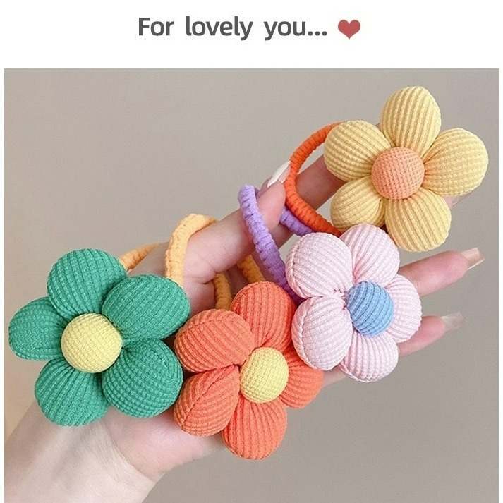 🌸台灣現貨🌸 韓版花花髮圈 鮮豔跳色 女童髮圈 兒童頭繩 不傷髮 可愛花朵 扎馬尾綁綁 女寶寶髮飾 造型髮圈A02-細節圖6
