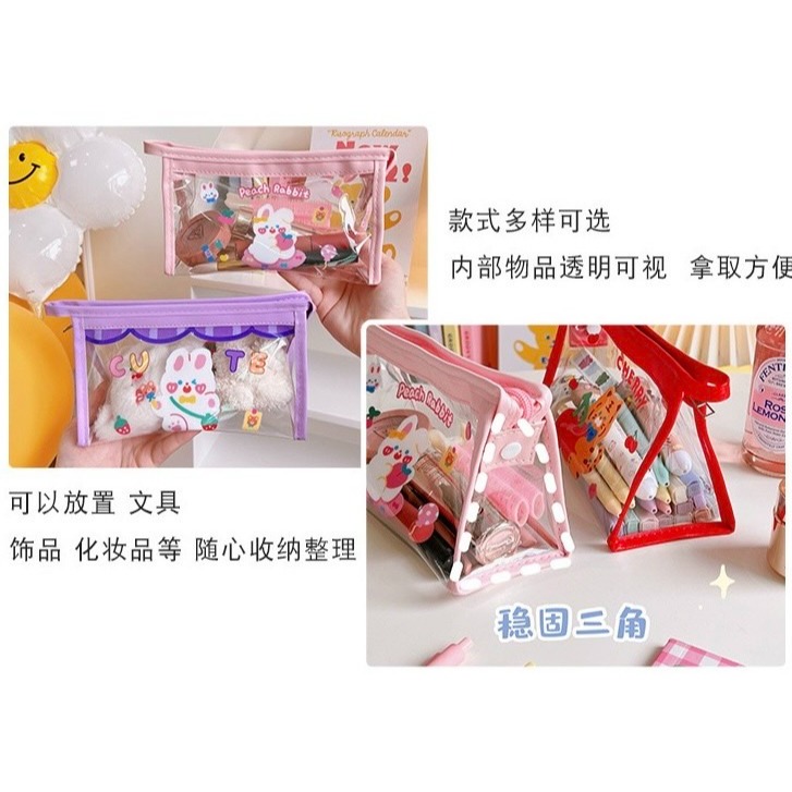 ❤️台灣出貨❤️ PVC筆袋 小學生 透明大容量筆袋 防水耐髒 手提筆袋 洗漱化妝包 收納包 鉛筆袋 A03-細節圖3