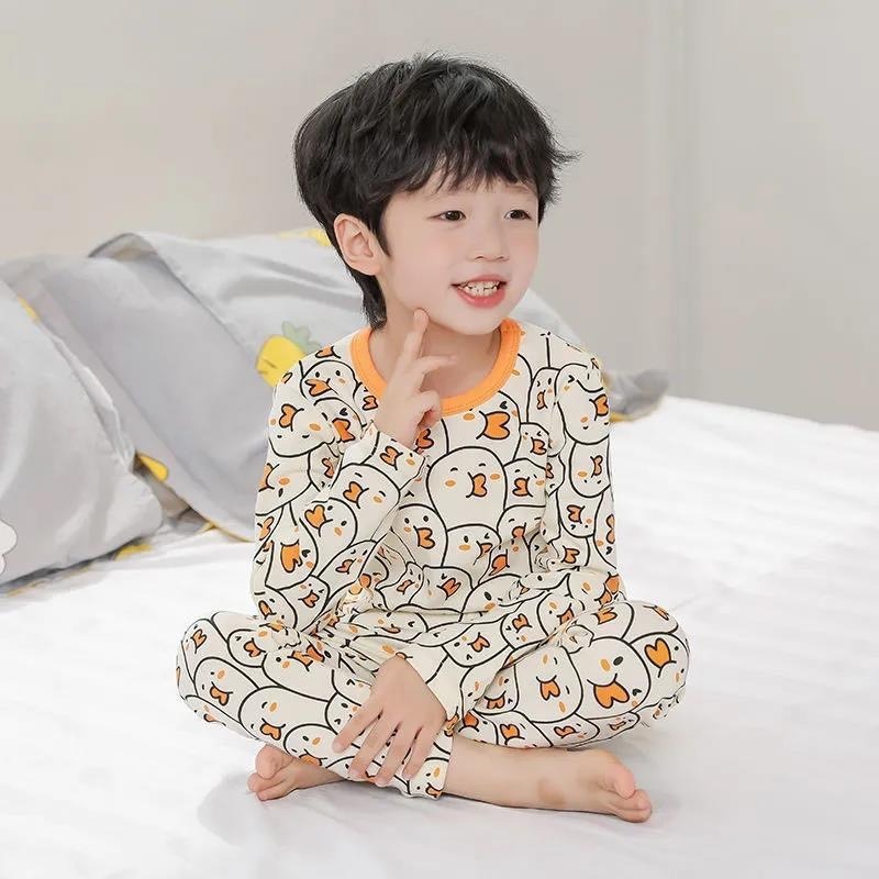 🐻 台灣現貨 韓版滿版印花 兒童家居套裝 秋冬室內套裝 冷氣房保暖套裝 居家睡衣 超可愛小雞-規格圖8