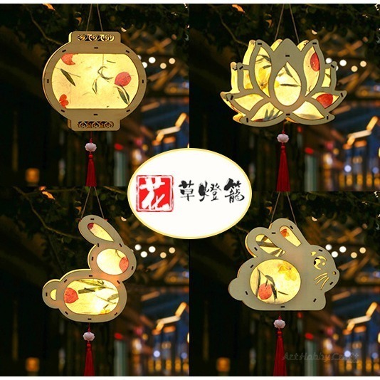 小麥手作舖︱木質DIY提花燈籠︱中秋節 元宵節提燈 DIY材料包 兒童手作 美勞 花燈 手提燈籠 燈籠裝飾 DIY燈籠-細節圖4