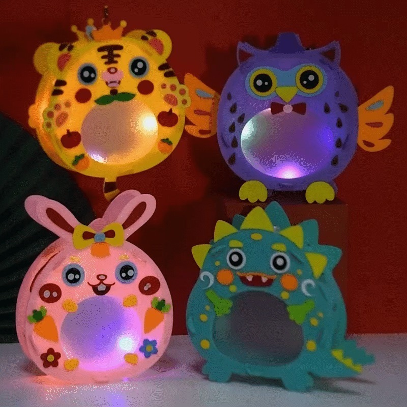 炫彩卡通動物燈籠∣春節 元宵提燈 中秋節燈籠  閃光花燈 美勞燈籠 新年手作材料包 幼兒園材料包 手工DIY∣小麥手作舖-細節圖10